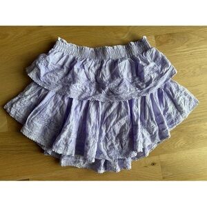 Loveshackfancy Lavender Ruffled Cotton Skirt with Elastic Waistband Size S